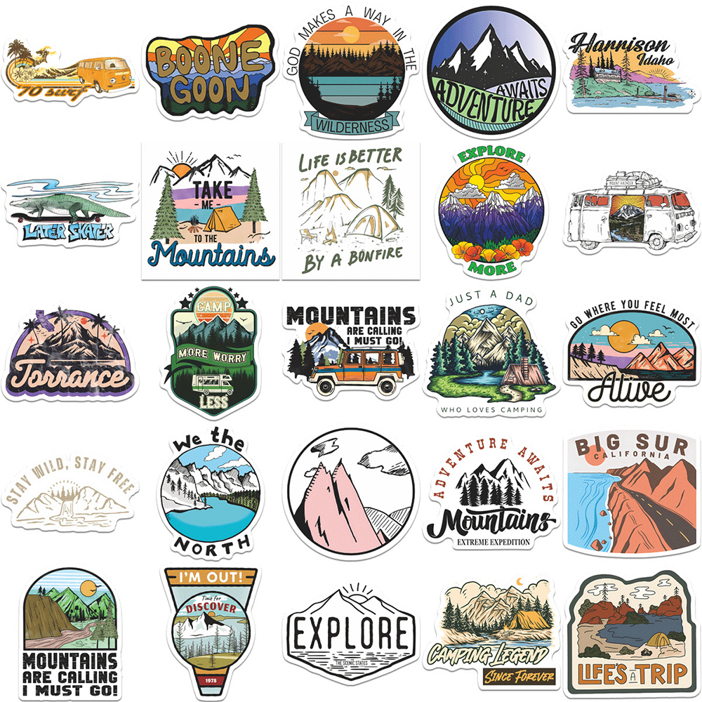 Outdoor Adventure Gifts - 10/30/50/100pcs Outdoor Travel Adventure Camping Stickers